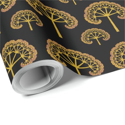 Golden Trees Wrapping Paper Geschenkpapier (Rolleneckpunkt)