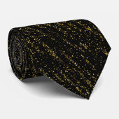 Golden Triangle Dots Black Background Shiny Luxus Krawatte (Gerollt)