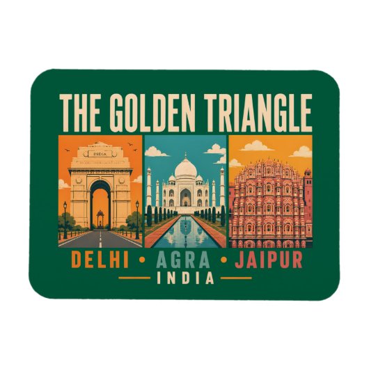 Golden Triangle India Illustration Vintage Magnet (Horizontal)