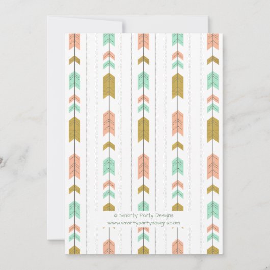 Golden Tribal Arrow Baby Einladung (Rückseite)