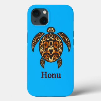 Golden Tribal Hawaiian Sea Turtle auf Ocean Blue Case-Mate iPhone Hülle