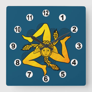 Golden Triskelion & Triple Spiralsymbol / Griechis Quadratische Wanduhr