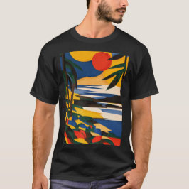 Golden Tropic Horizon Graphic T - Shirt