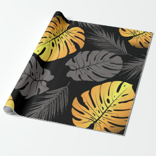 Golden Tropical Blätter Geschenkpapier