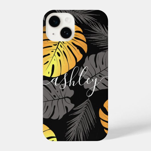 Golden Tropical Blätter iPhone Hülle (Rückseite)