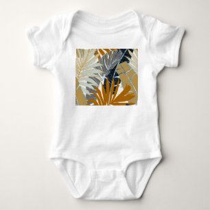 Golden Tropical Blätter Silhouette Baby Strampler