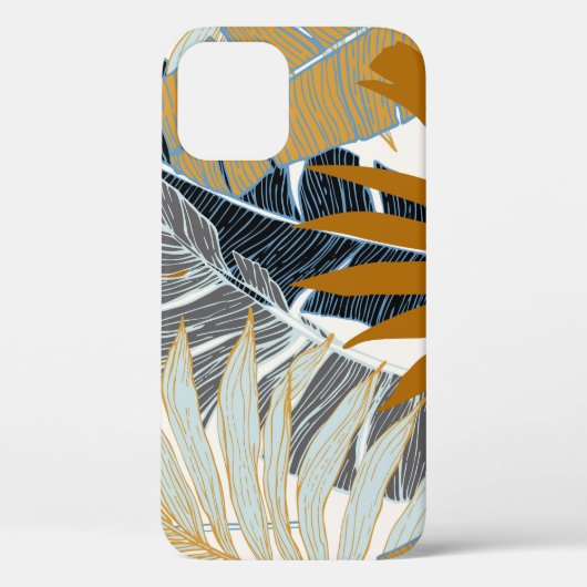 Golden Tropical Blätter Silhouette Case-Mate iPhone Hülle (Rückseite)