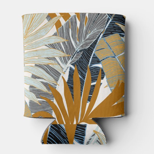 Golden Tropical Blätter Silhouette Dosenkühler (Rückseite)