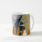 Golden Tropical Blätter Silhouette Kaffeetasse (VorderseiteRechts)