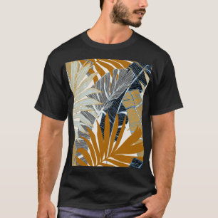 Golden Tropical Blätter Silhouette T-Shirt
