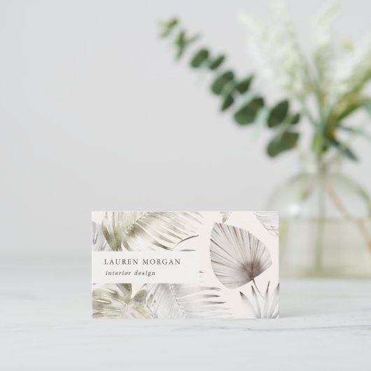 Golden Tropical Floral Watercolor Business Card Visitenkarte (Stehend Vorderseite)