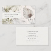 Golden Tropical Floral Watercolor Business Card Visitenkarte (Vorne/Hinten)