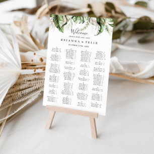Golden Tropical Greenertical Alphabetical Seating Poster