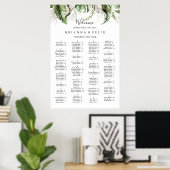 Golden Tropical Greenertical Alphabetical Seating  Poster (Heimbüro)