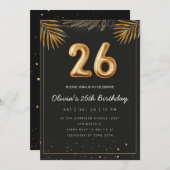Golden Tropical Palm Blätter 26. Geburtstag Einladung (Vorne/Hinten)