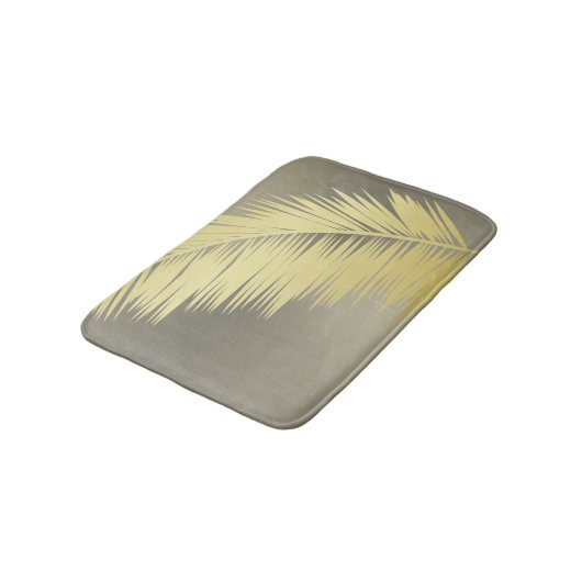 Golden Tropical Palm Blätter Badematte (Schrägansicht)