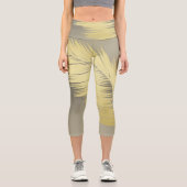 Golden Tropical Palm Blätter Capri Leggings (Vorderseite)