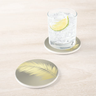 Golden Tropical Palm Blätter Getränkeuntersetzer