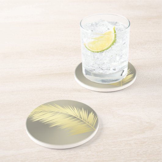 Golden Tropical Palm Blätter Getränkeuntersetzer (Seite)