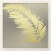 Golden Tropical Palm Blätter Glasuntersetzer (Vorderseite)