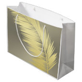 Golden Tropical Palm Blätter Große Geschenktüte (Rückseite Schrägansicht)