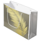 Golden Tropical Palm Blätter Große Geschenktüte (Vorderseite Schrägansicht)
