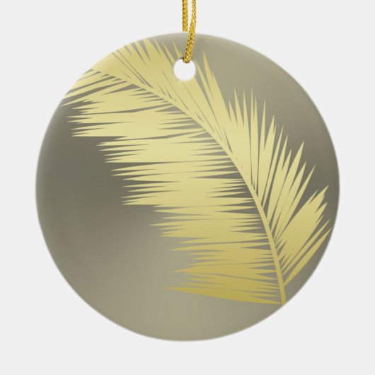 Golden Tropical Palm Blätter Keramik Ornament (Vorne)