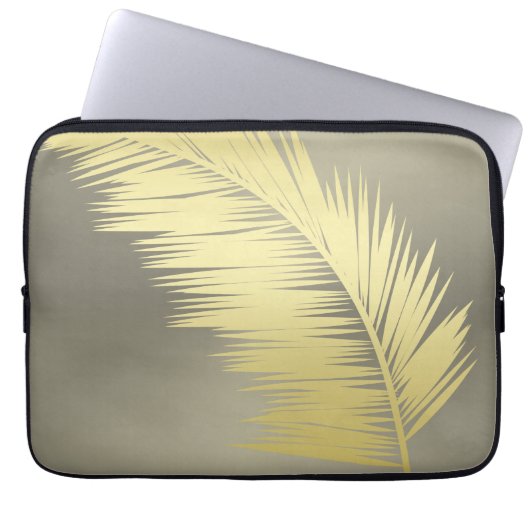 Golden Tropical Palm Blätter Laptopschutzhülle (Vorderseite)