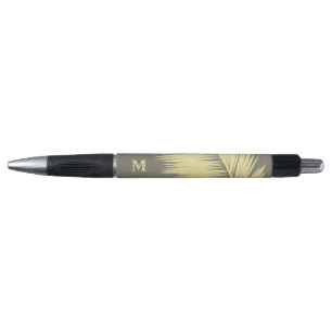 Golden Tropical Palm Blätter, Monogramm Kugelschreiber