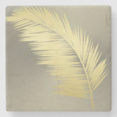 Golden Tropical Palm Blätter Steinuntersetzer (Vorderseite)