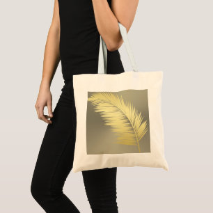 Golden Tropical Palm Blätter Tragetasche