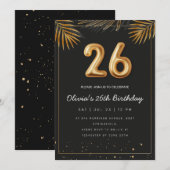 Golden Tropical Palm Leaves 26th Birthday  Einladung (Vorne/Hinten)