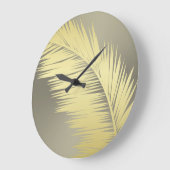 Golden Tropical Palm leaves Große Wanduhr (Winkel)