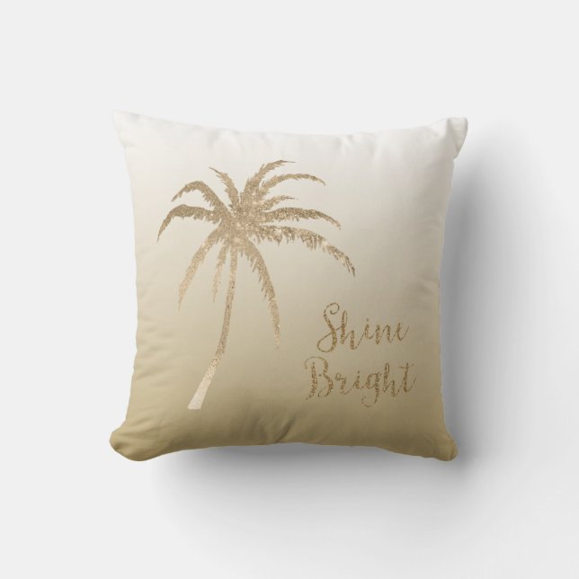  Golden Tropical Palm Tree Shine Bright Glitzer  Kissen (Vorderseite)