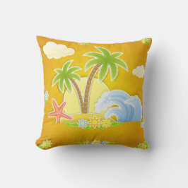 Golden Tropical Paradise Throw Kissen