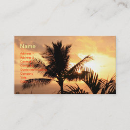 Golden Tropical Sunset and Palm Tree Business Card Visitenkarte
