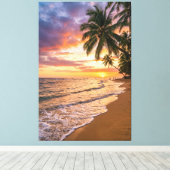 Golden Tropical Sunset Beach Canvas Print Leinwanddruck (Insitu (Holzboden))