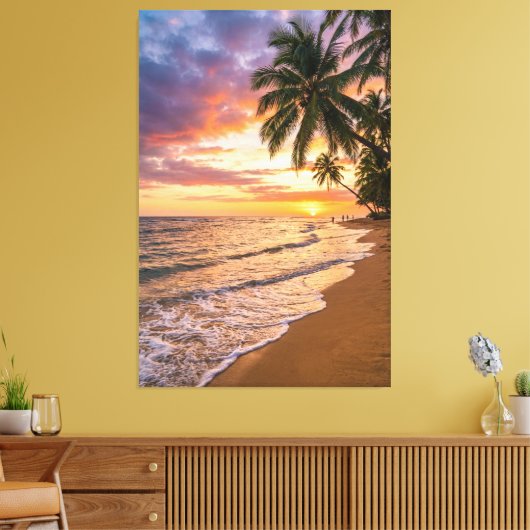 Golden Tropical Sunset Beach Canvas Print Leinwanddruck (Insitu (Wohnzimmer))