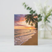 Golden Tropical Sunset Beach Postcard Postkarte (Stehend Vorderseite)