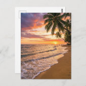 Golden Tropical Sunset Beach Postcard Postkarte (Vorne/Hinten)