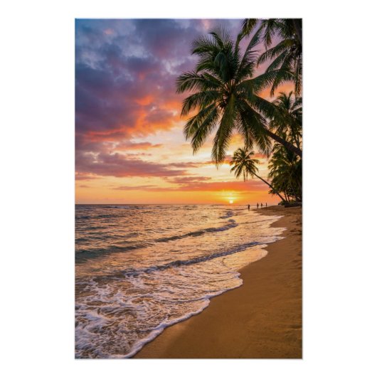 Golden Tropical Sunset Beach Poster (Vorderseite)