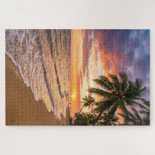 Golden Tropical Sunset Beach Puzzle (Horizontal)