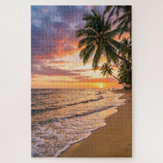 Golden Tropical Sunset Beach Puzzle (Vertikal)