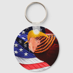 Golden Trump Bird USA Flag Button Schlüsselanhänge Schlüsselanhänger