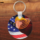 Golden Trump Bird USA Flag Button Schlüsselanhänge Schlüsselanhänger (Vorderseite)