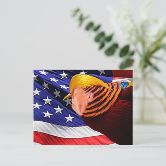 Golden Trump Bird USA Flag Postcard Postkarte (Stehend Vorderseite)