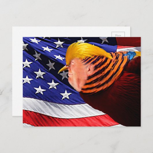 Golden Trump Bird USA Flag Postcard Postkarte (Vorne/Hinten)