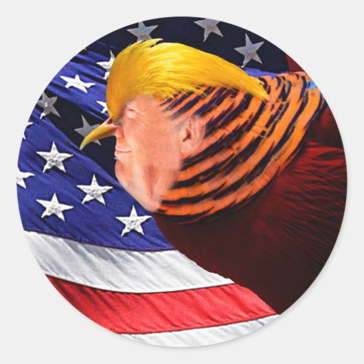 Golden Trump Bird USA Flag Round Sticker (Vorderseite)