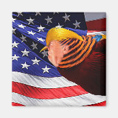 Golden Trump Bird USA Flag Square Magnet (Vorne)
