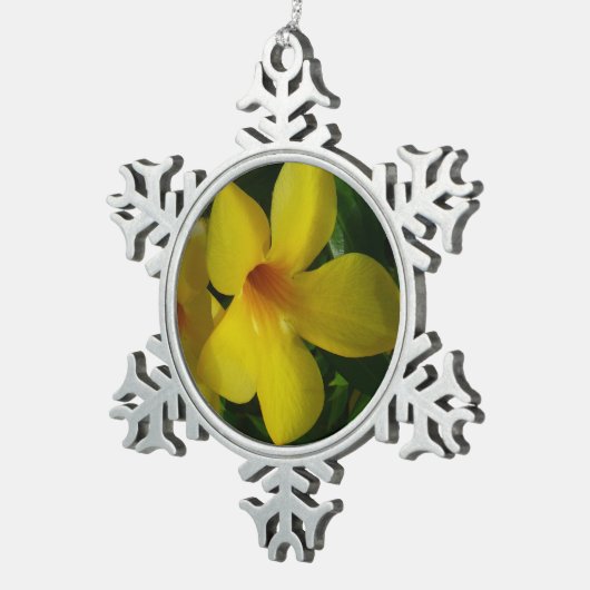 Golden Trumpet Blume II Tropical Schneeflocken Zinn-Ornament (Rechts)